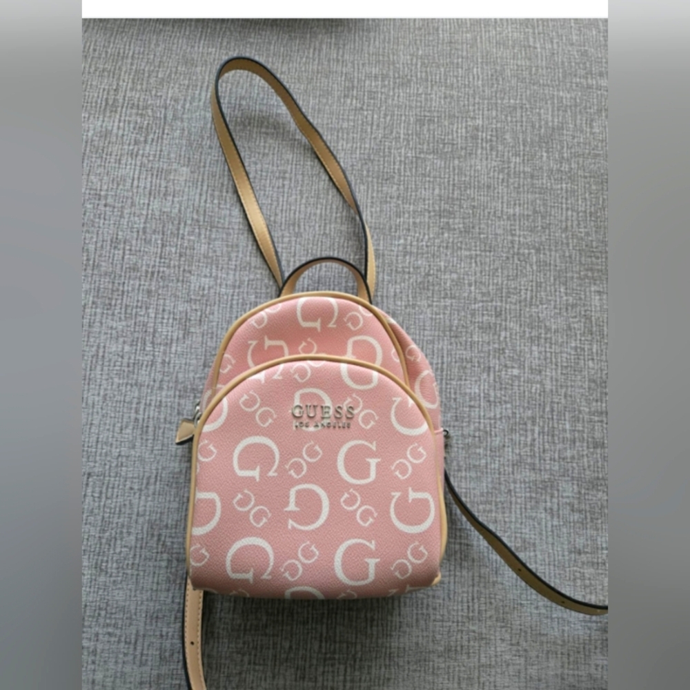 🎒Pre-Owned GUESS Pink Mini Backpack -Logo Print